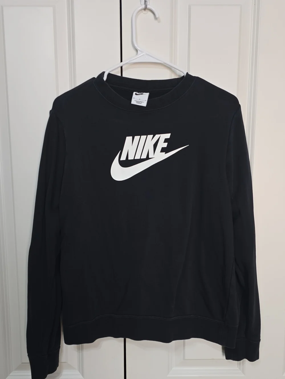 Nike Women's Black Crewneck Sweatshirt with White Logo